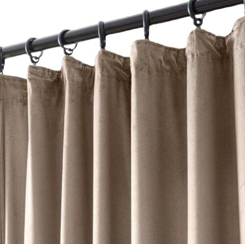 Beige velours plooigordijn ZMR-07