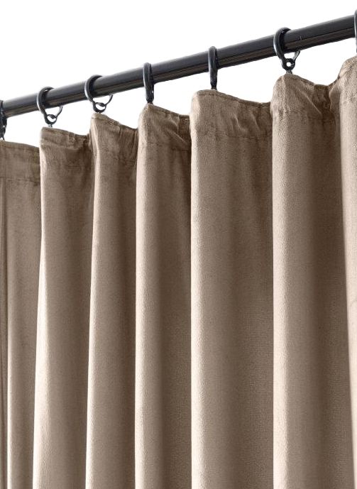 Beige velours plooigordijn ZMR-07