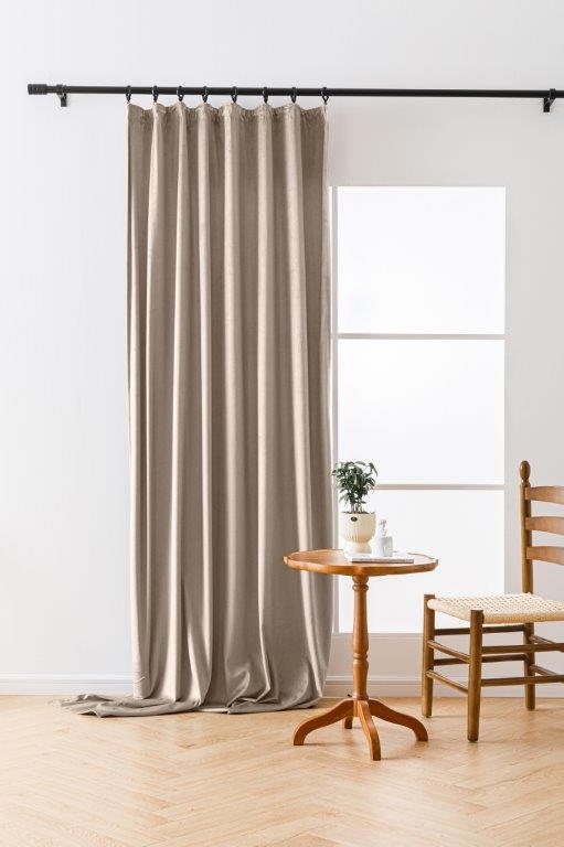 Beige velours plooigordijn ZMR-07