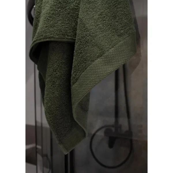 810px_RF11-03e Katoenen Handdoek met Decoratieve Rand - Legergroen