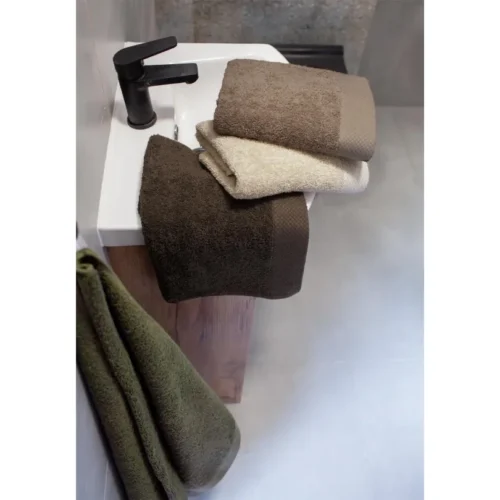 Katoenen Handdoek met Decoratieve Rand - Crème