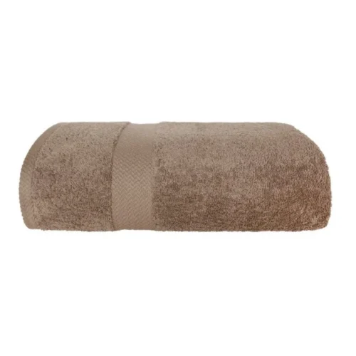 Katoenen Handdoek met Decoratieve Rand - Beige
