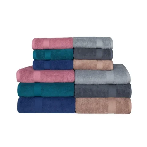 Katoenen Handdoek met Decoratieve Rand - Teal