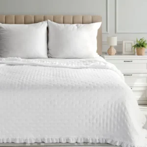 Gewatteerde Sprei met Ruches - Wit