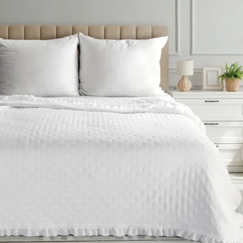 Gewatteerde Sprei met Ruches - Wit