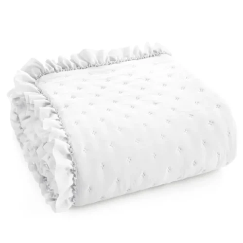 Gewatteerde Sprei met Ruches - Wit