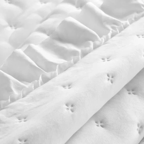 Gewatteerde Sprei met Ruches - Wit