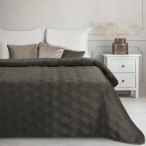 Luxe Velvet Sprei Honingraat - Donkerbruin
