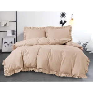 Dekbedovertrek met Ruches - Beige