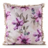 Waterdichte Tuinkussenhoes met Franjes - Beige & Roze Bloemen
