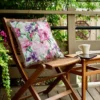 Waterdichte Tuinkussenhoes met Franjes - Roze & Paarse Bloemen