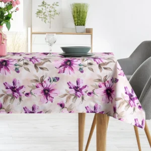 Waterdicht Tafelkleed - Beige met Roze Bloemen (140x220)