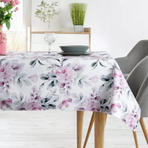 Waterdicht Tafelkleed - Wit met Roze Bloemen (140x220)