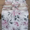 Waterdichte Tafelloper - Wit met Roze Bloemen