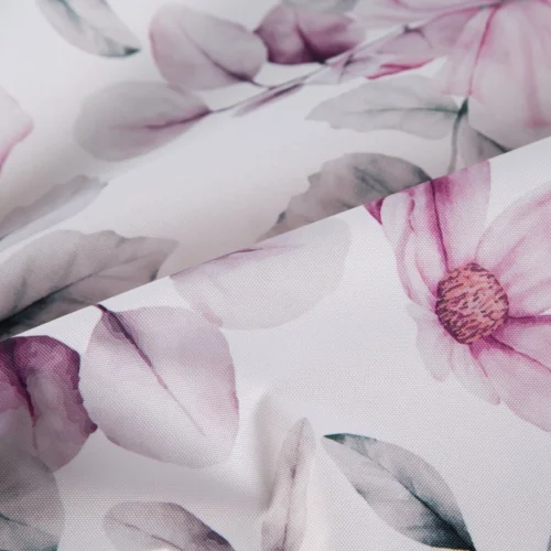 OKP02-1-ba Waterdicht Tafelkleed Rond - Wit met Roze Bloemen (150cm)