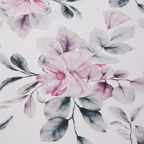 OKP02-1-nb Waterdicht Tafelkleed Rond - Wit met Roze Bloemen (150cm)