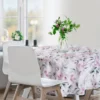 Waterdicht Tafelkleed Rond - Wit met Roze Bloemen (150cm)
