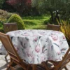 Waterdicht Tafelkleed Rond - Wit/Roze/Groene Bloemen (150cm)