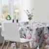 Waterdicht Tafelkleed Rond - Wit/Roze/Groene Bloemen (150cm)