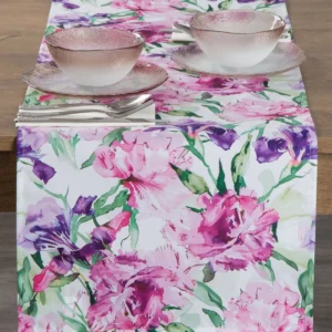Waterdichte Tafelloper - Roze en Paarse bloemen