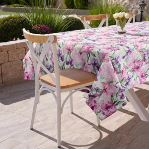 Waterdicht Tafelkleed - Roze en Paarse Bloemen (140x220)