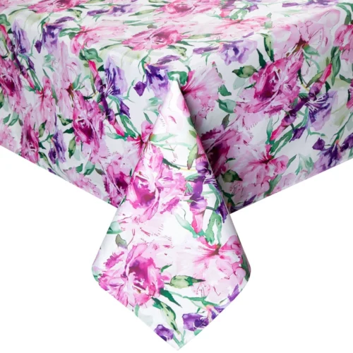 OKP05-1-O2 Waterdicht Tafelkleed - Roze en Paarse Bloemen (140x220)