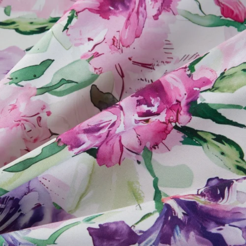OKP05-Fr1 Waterdicht Tafelkleed - Roze en Paarse Bloemen (140x220)