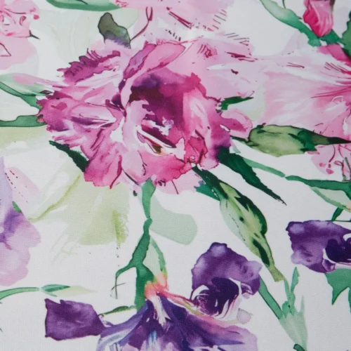 OKP05-fr Waterdicht Tafelkleed - Roze en Paarse Bloemen (140x220)