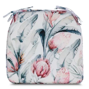 Waterdicht Tuinkussen - Wit met Roze Bloemen (40x38)