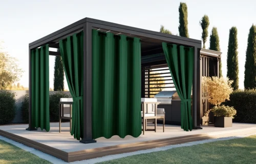 ZMOC-008 Waterdicht Buitengordijn met Ringen - Donkergroen (200cm hoog)