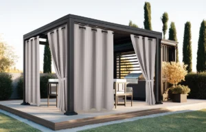 Waterdicht Buitengordijn met Ringen - Beige (200cm hoog)