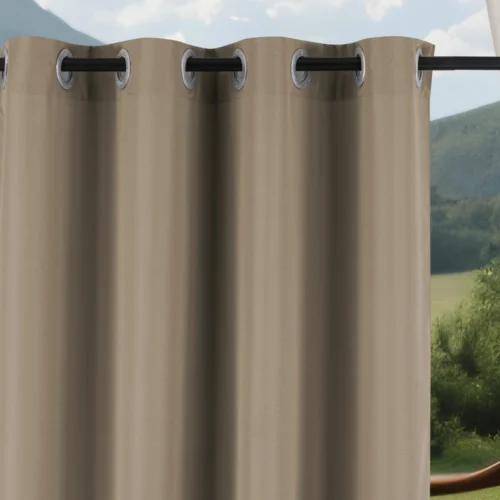 ZMOC-03b Waterdicht Buitengordijn met Ringen - Taupe (200cm hoog)