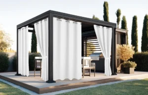 Waterdicht Buitengordijn met Ringen - Wit (200cm hoog)