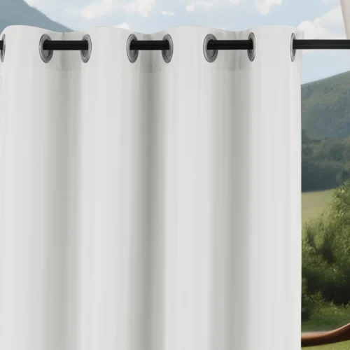 ZMOC-07e Waterdicht Buitengordijn met Ringen - Wit (200cm hoog)
