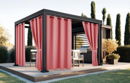 ZMOC-09 Waterdicht Buitengordijn met Ringen - Koraal (200cm hoog)
