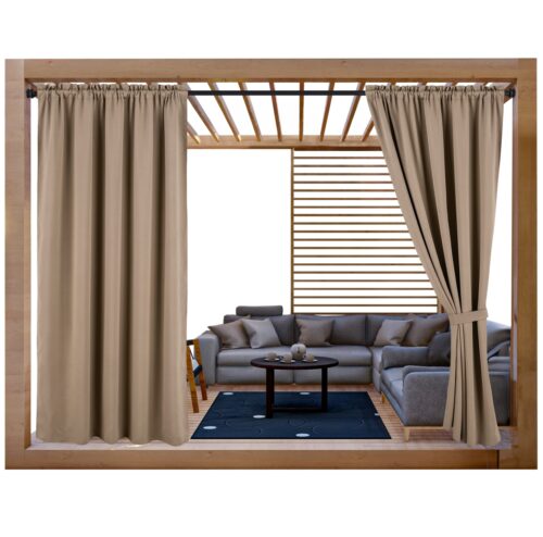 ZMOD-03a Waterdicht Tuingordijn met Tunnel - Tan (200cm hoog)