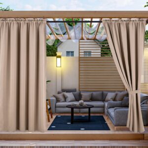 Waterdicht Tuingordijn met Tunnel - Beige (200cm hoog)