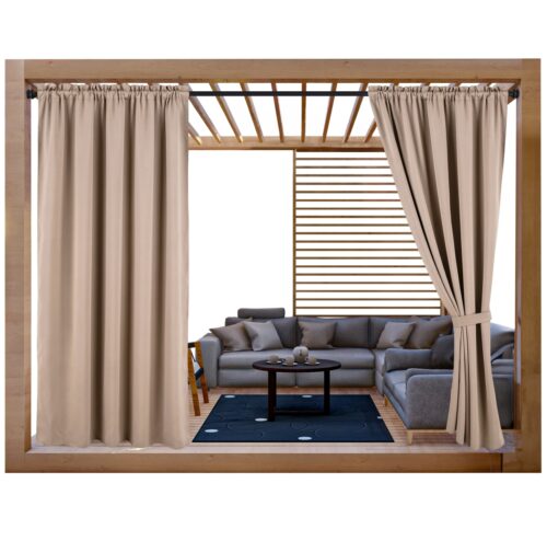 ZMOD-06a Waterdicht Tuingordijn met Tunnel - Beige (200cm hoog)