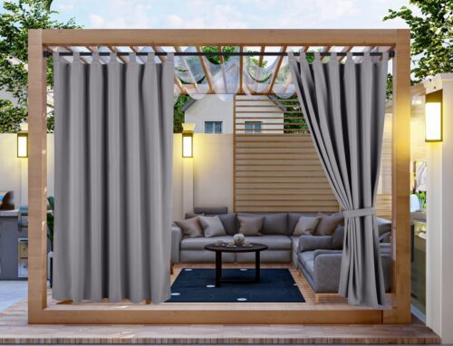 ZMOE-04 Waterdicht Tuingordijn met Lussen – Lichtgrijs (200cm hoog)