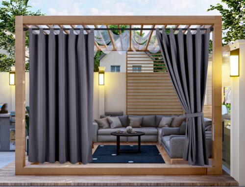 ZMOE-05 Waterdicht Tuingordijn met Lussen – Grijs (200cm hoog)