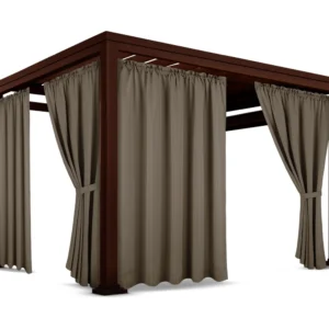 Waterdicht Tuingordijn met Plooien - Taupe (190cm hoog)