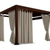 Waterdicht Tuingordijn met Lussen - Beige (250cm hoog)