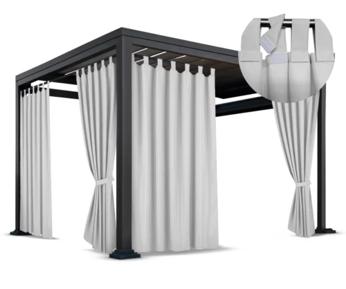ZMOK-01 Waterdicht Tuingordijn met Afneembare Lussen - Off-white (190cm hoog)