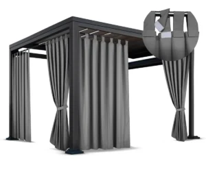 Waterdicht Tuingordijn met Afneembare Lussen - Grijs (190cm hoog)
