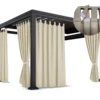 Waterdicht Tuingordijn met Afneembare Lussen - Beige (190cm hoog)