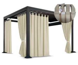 Waterdicht Tuingordijn met Afneembare Lussen - Beige (190cm hoog)