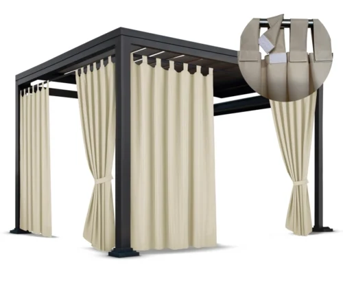 ZMOK-03 Waterdicht Tuingordijn met Afneembare Lussen - Beige (190cm hoog)