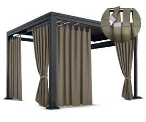 Waterdicht Tuingordijn met Afneembare Lussen - Khaki (190cm hoog)