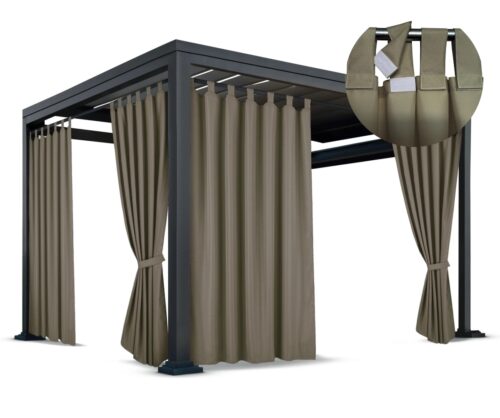ZMOK-04 Waterdicht Tuingordijn met Afneembare Lussen - Khaki (190cm hoog)