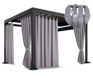 Waterdicht Tuingordijn met Afneembare Lussen - Lichtgrijs (190cm hoog)